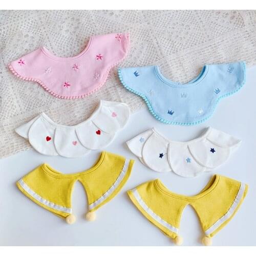 Ins Korean cotton bib 360 rotatable wild fashion baby saliva towel 0-2 years old embroidery saliva bib
