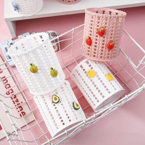Exquisite Tiny Strawberry Pen Organizer Holder Cute Pink Basket-like Pen Holders Students Stationery Supplies Jy15 21 Dropship