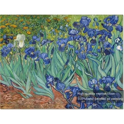 Reproduction High Quality Irises Flowers Oil Painting High Quality Vincent Van Gogh Irises Oil Painting For Home Decoration