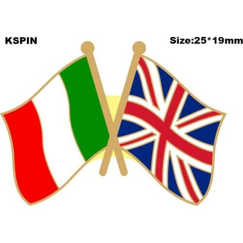 Italy & United Kingdom Friendship Flag Lapel Pin Friendship Flag Badge Flag pin