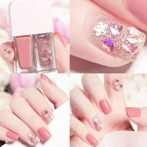 Nail polish two-color combination sequins quick-drying and lasting non-peelable blue white red yellow purple nail polish set 6ml