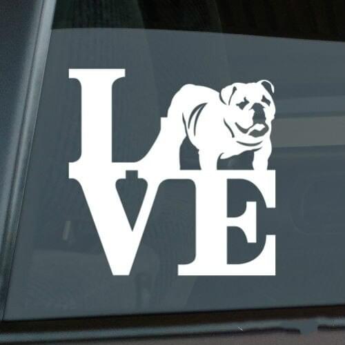 Love English Bulldog Sticker Die Cut Vinyl - park british window decal Size(inch): 5.50 x 5.50