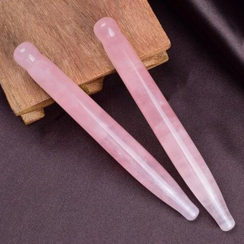 2Pcs Massage Eye Sticker Natural Rose Quartz Face Body Crystal Mineral Stone Massager Health Skin Care Gua Sha Tool Lifting Wand