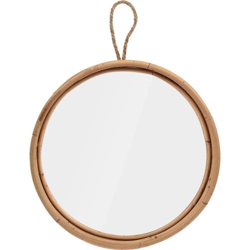Rattan Wall Mirror Art Decoration Round Makeup Mirror Dressing Bedroom Bathroom Wall Hanging Mirrors Craft Photo Props Mirrors