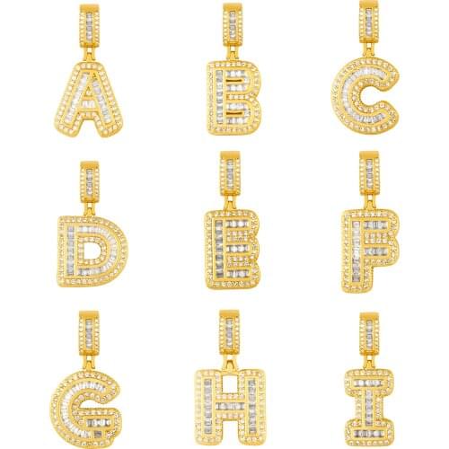 OCESRIO Gold Filled 26 Crystal Zircon Big Alphabet Pendant Decoration Pendant Zirconium Gothic Jewelry Making Supplies pdta004