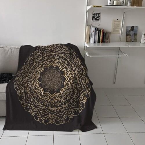 Wreath Lines Round Gradient Throw Blanket Home Sofa Decor Blanket Portable Soft Bedspread Microfiber Flannel Blankets for Beds