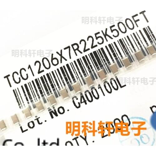 30 PCS 100% new and orginal real stock TCC1206X7R225K500FT patch capacitance 1206 2.2 UF 10% X7R 50 v