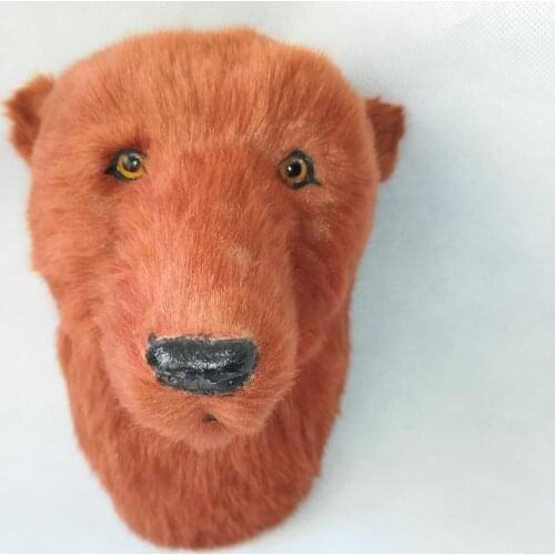 Real life toy about 20x17cm brown bear 's head toy polyethylene&furs hard model wall pandent decoration props ,model gift d1074