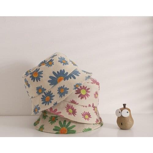 New Childrens Universal Cotton Fisherman Hat Girls Summer Sunscreen Panama Hat Retro Flower Sun Hat Fedora Hat Outdoor BeachHat