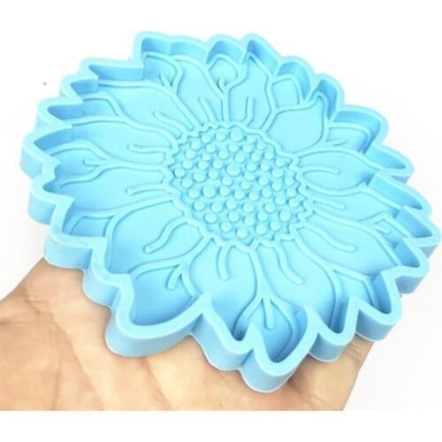 Handcraft Decoration Sunflower Coaster Epoxy Resin Mold Cup Mat Silicone Mould X7YC