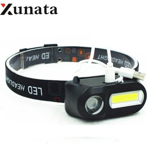 COB LED Headlamp USB Rechargeable Battery Headlight Flashlight Torch 6 Modes Head Lamp Lantern Fishing headlight Camping Light