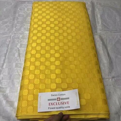 High Quality Yellow African Cotton Lace Fabric Embroidery Swiss Voile Lace Cloth Nigerian Coton Tissus Material For Sewing OC26
