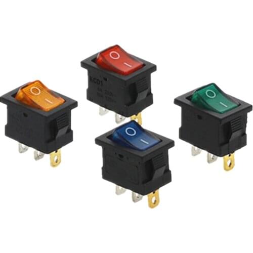 1Pcs KCD1 On-Off 3Pin Car Rocker Switchs 220V Red Yellow Green Blue Button Best Price