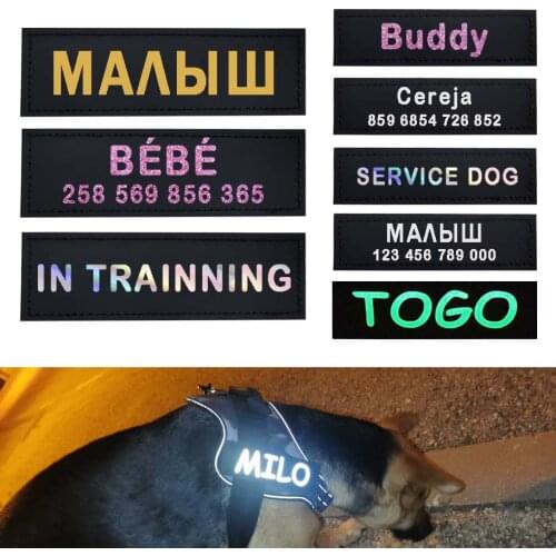 2 PCS Personalized ID Tag Pet Harness Labels Reflective Luminous Colorful DIY Name Logo Custom Dog Chest Strap Harness Name Tag