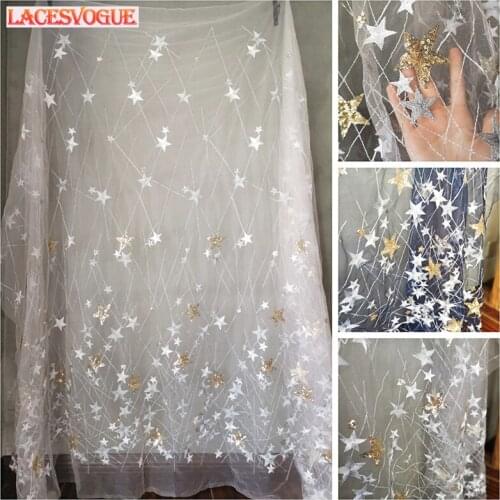 3meters 140cm Mesh embroidery lace fabric Handmade DIY Dress decoration Garment material Needlework sewing accessories 507