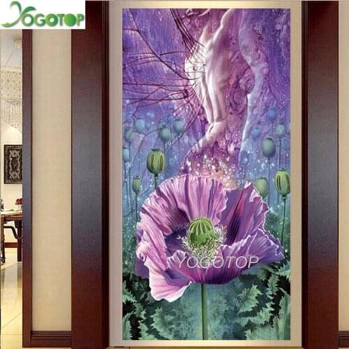 5d cross stitch diamond painting full drill square woman body lotus mosaic display diy abstract embroidery rhinestones YY3388