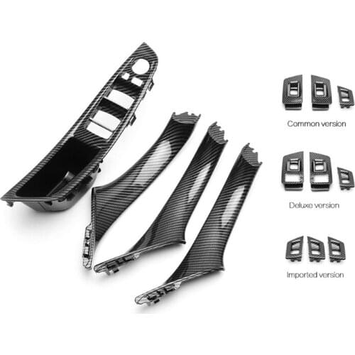 7pcs Door Handle Trim Compatible with BMW5 Series F10 F11 Window Lift Switch Armrest Panel Inner Pull Panel Cover Kits QW