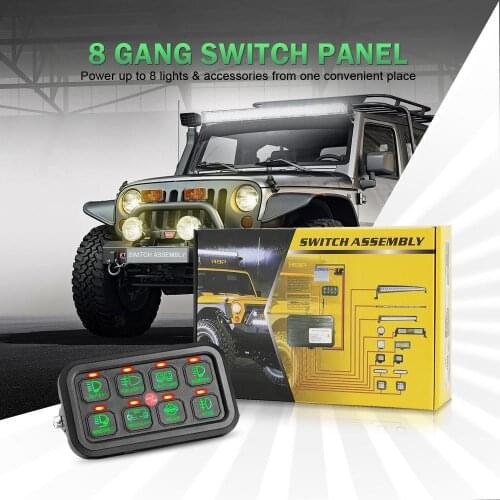 8 gangs Switch Panel Universal LED On-Off Slim Control DC 12-24V Power System Electronic Relay System for SUV CAMPER RV MARINE