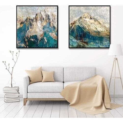Abstract Oil Painting Posters and Prints Wall Art Canvas Painting Golden Mountains Decorative Pictures for Living Room No Frame