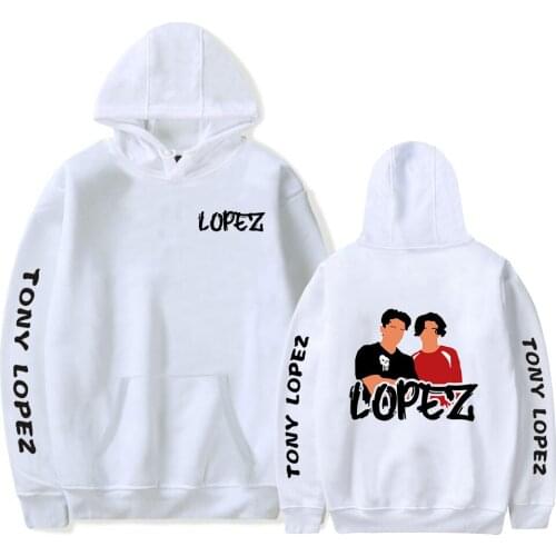 Tony Lopez White Sweatshirt Internet Celebrity Hoodies Autumn White Pullover Unisex Harajuku Tracksuit Print New Men Women Hoody