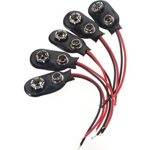 Free shipping 100PCS High qualtiy 9V Battery Button - Type Battery Socket with 15CM wire cable