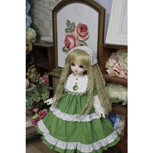 BJD doll skirt suitable for 1-3 1-4 1-6 size pastoral dress skirt with headwear doll accessories