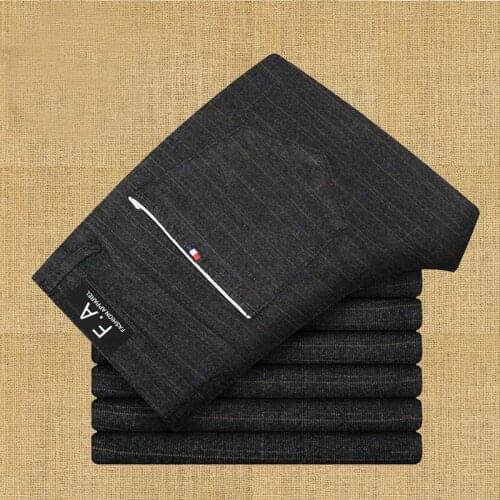 2020 Autumn Upscale Men Casual Pants Thick Cotton and linen Male Pant Straight Trousers Business Pants Men Plus Size 38