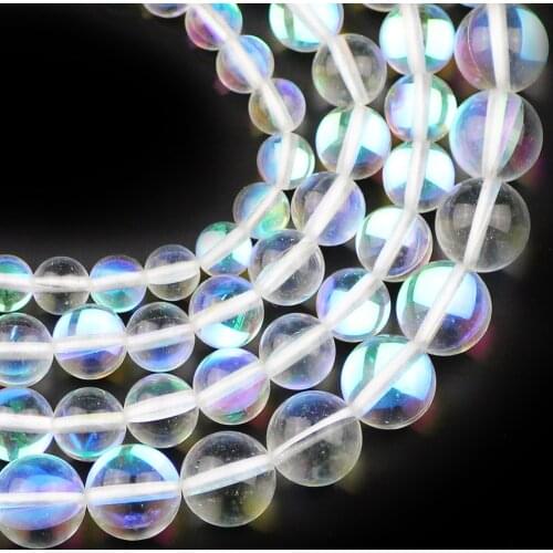 YHBZRET Natural White Flash Stone Labradorite 6/8/10MM Light Shining Loose beads for jewelry making bracelet DIY Accessories