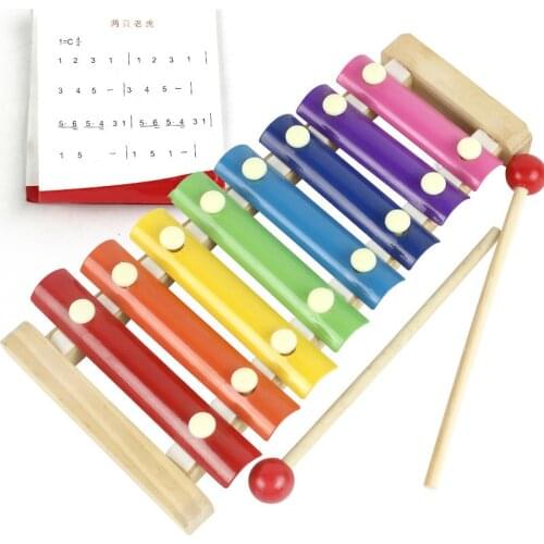 Wooden Xylophone Piano Wooden Eight-tone Xylophone Piano Toy Hand Percussion Colorful Instrument for Children Kids
