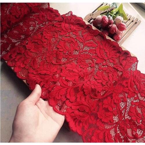1 Meter China Red High Quality Elastic Stretch Lace Trims For Clothing Accessories Dress Sewing Applique Costume Lace Fabrics