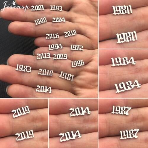 Jisensp Stainless Steel Number Stud Earrings Women Men Birthday Gift Custom Jewelry Earing Year 1980 to 2019 Personalize Gift