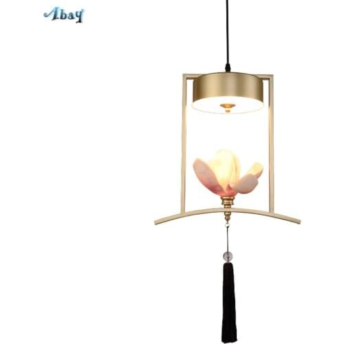 Chinese Iron Art Pendant Lights Magnolia Shape for Restaurant Hall Living Room Teahouse Corridor Loft Lamp Lantern Loft Decor
