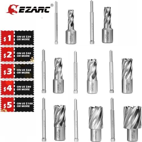 EZARC HSS Annular Cutter, 1-Inch Cutting Depth for Metal Stainless Steel Drilling Fits Magnetic Drill Press Include Pilot Pin