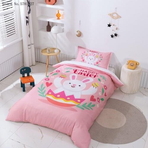 2/3 Piece Happy Easter Day Bedding Set 3D Print Holiday Festival Cartoon Duvet Cover Set Single Queen Bed Quilt Cover Pillowcase