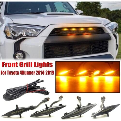 4PCS Bright Amber Front Grill Lights LED Lamps Kit For Toyota 4Runner 2014-2019 SR5 TRD Off-road Limited TRO Pro