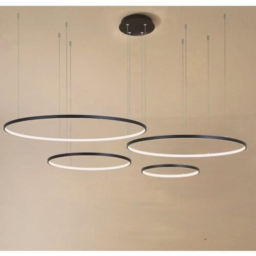 Nordic Modern LED Chandeliers Acrylic Aluminum Ring Interior Pendant Chandelier Lamp Lighting Home Decor for Living Room Bedroom