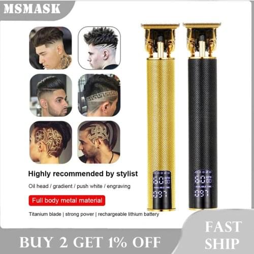 LCD T Bald Electric Clipper Mower Professional Hair Trimmer Cordless Barber Cutter Rechargeable Beard Men Shaving Machine Razor