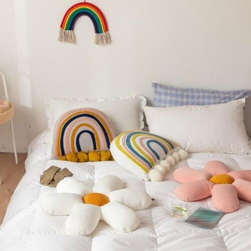 New Lovely Cute Soft Rainbow Shaped Pillow Home Cushion Vivid Plush Stuffed Toy Sofa Throw Pillow Photo Background Props 2021