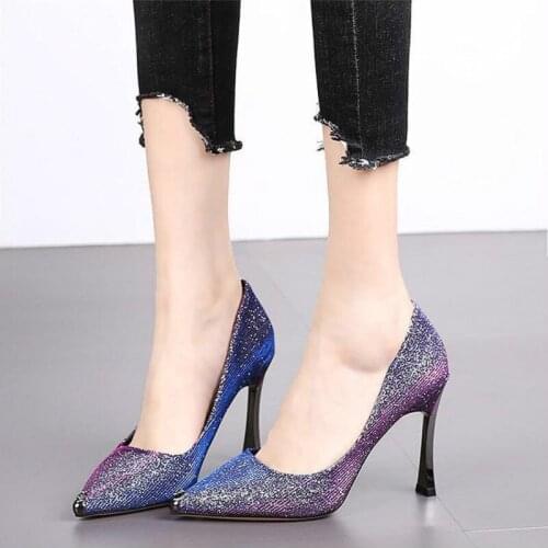 2020 Spring And Autumn New Womens Ultra High Heel Mature Sexy Luxury Casual Fashion Nightclub Designer Gold Purple Black B21-52