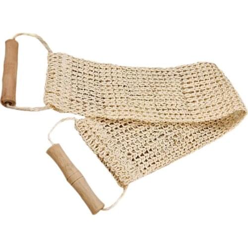 Rub Exfoliating Dead Skin Shower Towel Durable Skin Back Scrubber Care Hemp Handle Strap Bath Wooden Sisal Towel Q5Q3