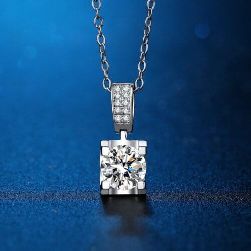 UMQ Real D Color Pass Diamond Test 2 ct Excellent Cut Moissanite Geometric 4 Claw Pendant Necklace 925 Silver Chain Jewelry