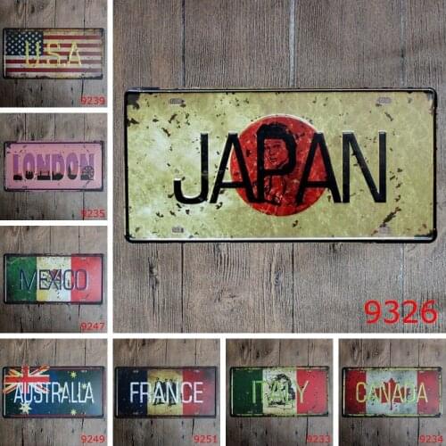 PT54 Nation Flag Tin Signs 15*30CM Metal License Plate Antique Metal Tin Painting Pub and Shop DECOR Wall Sticker