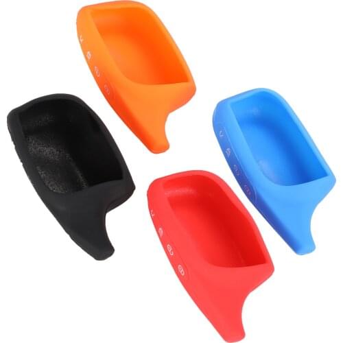 Kutery 10PCS Remote Coloful Silicone Rubber Car Key Case 4 Button For Russian Version 2 Way Car Alarm System LCD Protect Replace