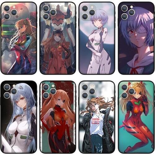 EVA AYANAMI REI Phone Case for iPhone 11 12 13 Pro Max , Black silicone case for iPhone XR XS X SE 6 6S 7 8 Plus