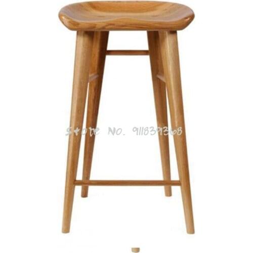 Nordic Solid Wood Bar Chair Modern Simple High Stool Family Bar Chair Bar Chair Milk Tea Shop Front Desk Coffee Shop Chair