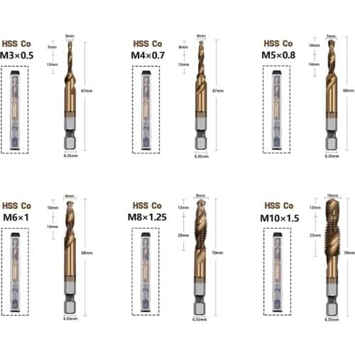 Drill Cobalt Plated Hex Shank HSS Screw Thread M3 /M4 /M5 /M6 /M8/ M10 1 Pc