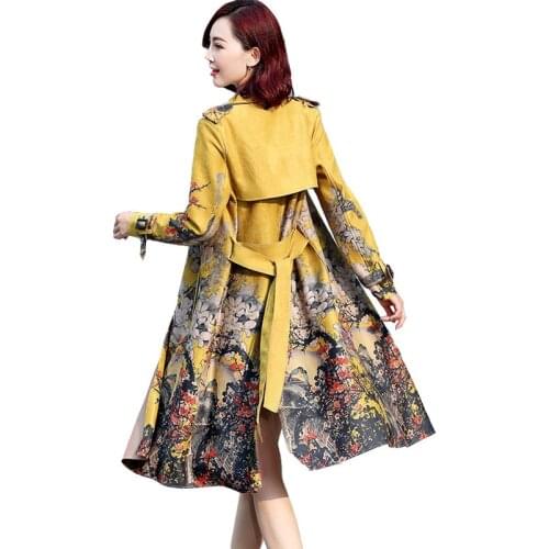 Fashion Women Suede Trench Coat 2020 New Spring Autumn Slim With Belt Windbreaker Female Ladies Overcoat Long Coat Plus Size 387