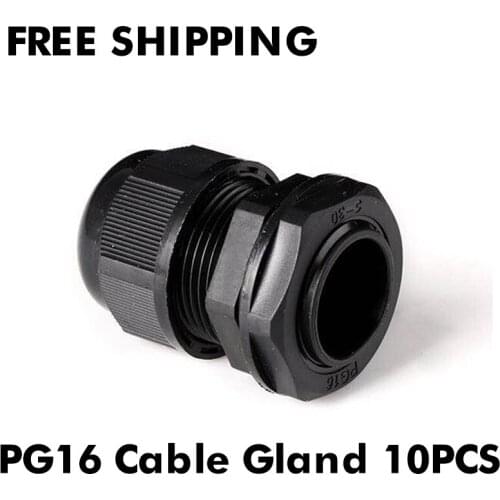 Waterproof IP68 pasacables eléctrico Cable Gland 10pcs Cable entry Strain Relief Cord Grip PG16 Grey Black Plastic Nylon