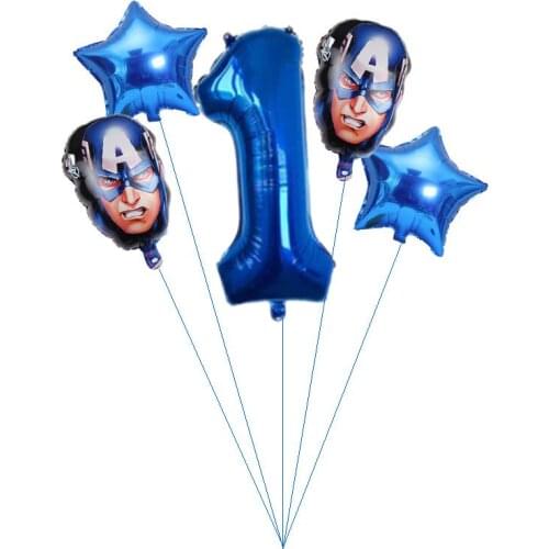 1 set Captain America theme Aluminum foil balloon Red numbers Boys and babies birthday party Wall decoration Kid toy balloon