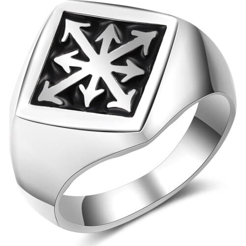 WANGAIYAO direction arrow retro ring mens antique silver drip ring jewelry